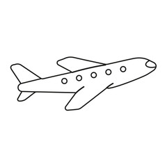 Hand drawn outline airplane isolated on white background