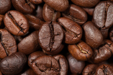 Roasted coffee of coffee beans texture background