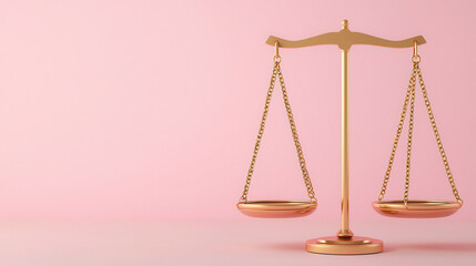 golden balance scale symbolizes justice and fairness against soft pink background, representing importance of risk management in business