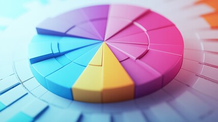 Obraz premium Colorful 3D pie chart data visualization.