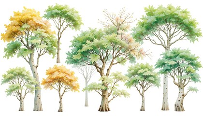 Obraz premium Diverse tree species natural environment illustration gigapixel cgi