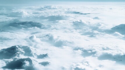 Obraz premium Scenic Aerial View of Fluffy Cloudscape and Mountain Range with Haze Texture