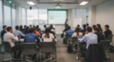 blur view of a group of business people in a meeting