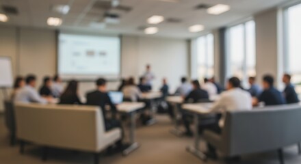 blur view of a group of business people in a meeting
