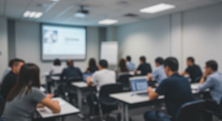 blur view of a group of business people in a meeting