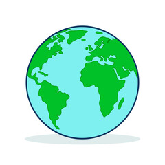Earth icon. Planet Earth with continents and oceans, isolated on white background. Globe symbol. Vector illustration
