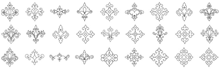 Set of vintage baroque ornaments. Decorative pattern. Ideal for elegant designs. Vector illustration
