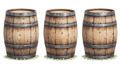 Obraz premium Wooden barrels display rustic setting digital art gigapixel cgi