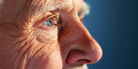 Close-up Profile of Elderly Man's Face