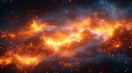 Fototapeta premium Cosmic explosion of fiery nebula outer space digital art stellar environment wide-angle view astrophysics concept