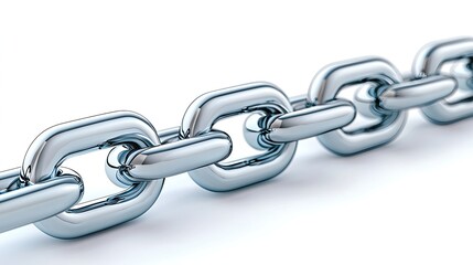 Close-Up View of a Metallic Link Chain on a Smooth Surface