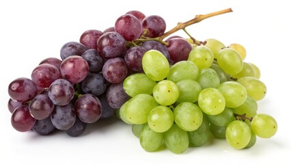 Fototapeta premium Red and Green Grapes on White Background