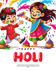 Happy Holi and Happy Holika Dahan festival Celebration creative social media post banner