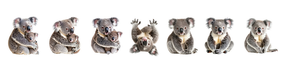 Fototapeta premium Playful Koala Family Interactions with Baby Koalas in Natural Habitat