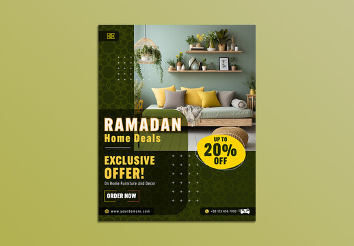 Editable Ramadan Home Deals Sale Social Media Post &ndash; Exclusive Offer on Home Furniture & Decor Template in AIT Format
