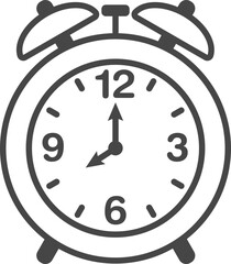 Simple, stylish alarm clock icon showing 3 oclock. Perfect for websites, apps, or presentations needing a clean, minimalist timepiece graphic.