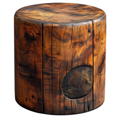 Obraz premium A large wooden pedestal cylinder ideal for product display isolated on transparent background.png
