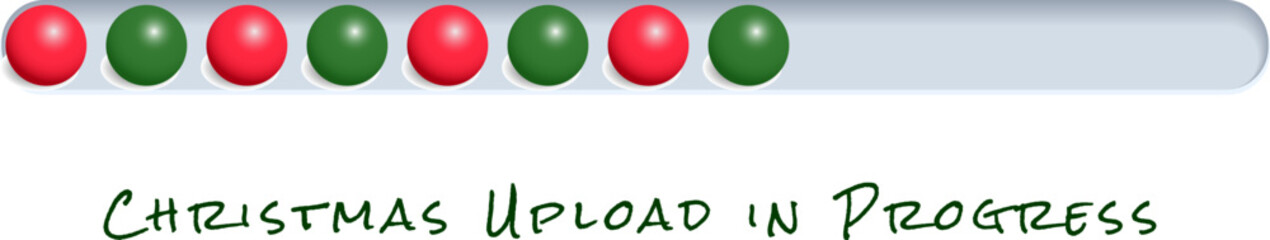 A festive Christmasthemed progress bar graphic, featuring alternating red and green spheres.  Perfect for websites, apps, or holidaythemed presentations to illustrate loading or uploading.