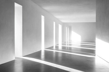 Minimalist hallway with light shadows