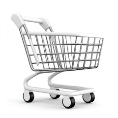 Empty Shopping Cart on White Background for Retail Marketing Use