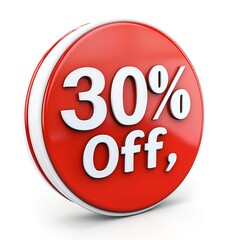 Bright Red Discount Badge with 30 Percent Off Promotion Design