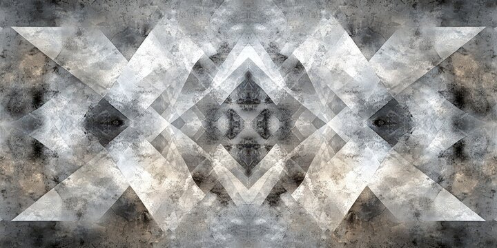 An elaborate tapestry of shapes and textures woven in shades of gray, white, and black, creating an eye-catching symphony of intricate design elements