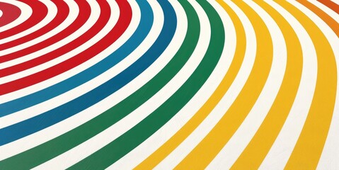 Vibrant Vintage Colorful Retro Waves Design with Red Blue Green Yellow Lines on White Background