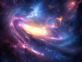 Galaxy-Inspired Artwork with Swirling Stars and Cosmic Patterns in Deep Blues and Purples