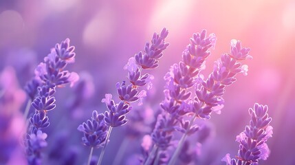 Lavender Flowers Blooming in Soft Sunlight