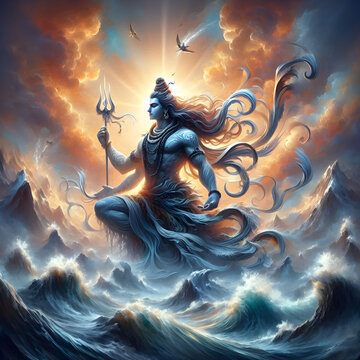 Shiva Holding Trident - God of Destruction and Creation