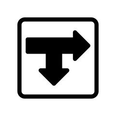 Obraz premium Traffic Direction Sign Symbol Indicating Right and Downward Arrows