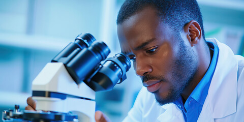 Close-up of a Scientist Using a Compound Microscope