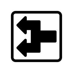 Black Arrow Traffic Sign Indicating Three-Direction Path Choices