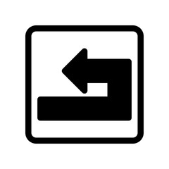 Black and White Left Turn Sign for Directional Guidance