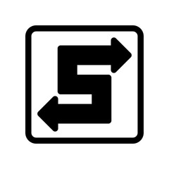 Black Double Arrow Symbol Icon Representing Bidirectional Navigation
