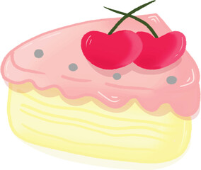 Pink Cherry Cake Slice
