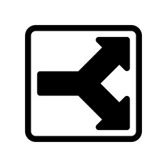 Black and White Symbol of Directional Choices or Fork in Road