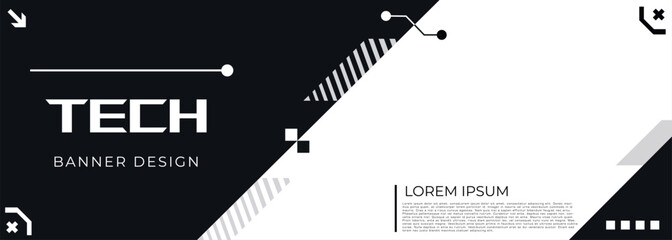 Abstract High Technology horizontal background with place for text. Modern technology banner design in sci-fi style. Website header concept. Flat style. Vector illustration