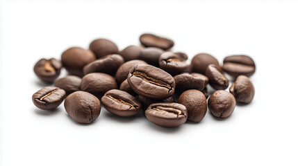 Naklejka premium a close up of brown coffee beans isolated on white background 