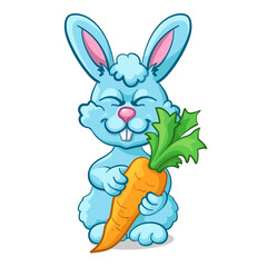 Bunny with carrot in cartoon style. Vector illustration of a hare.