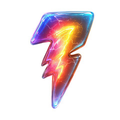 Iridescent lightning bolt icon isolated on transparent background.png