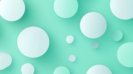 Abstract pastel green background with white spheres