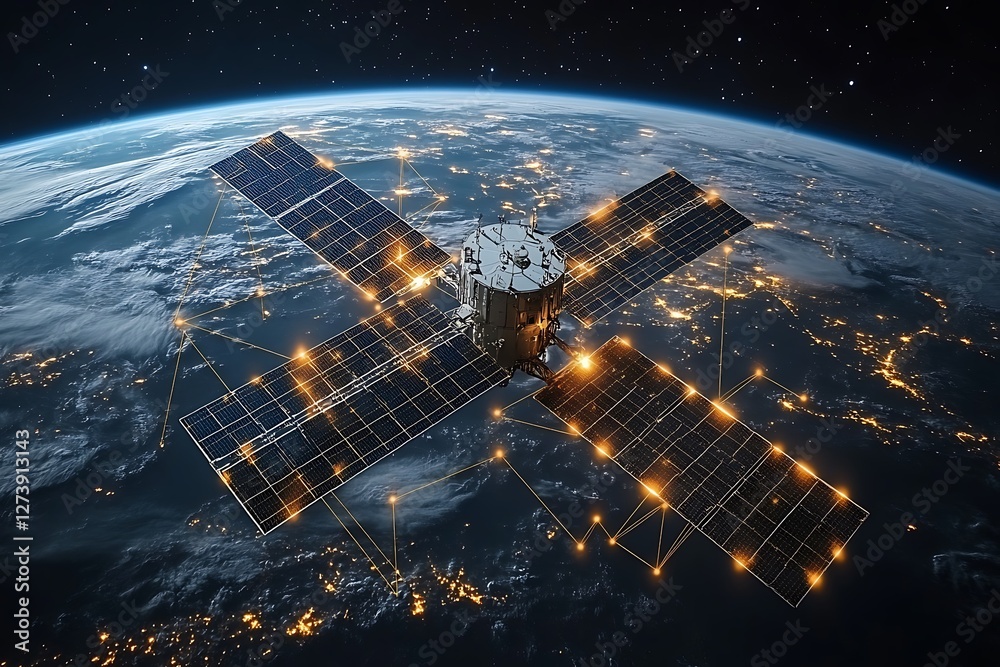 Wall mural global internet and high speed data communication