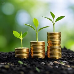 a pile of coins on the ground symbolizing financial success