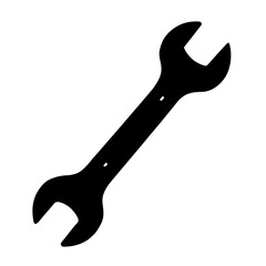 An illustration featuring a black wrench silhouette set against a clean white background showing adjustable jaws and detailed grip patterns.
