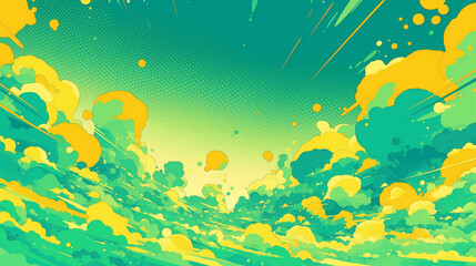 Naklejka premium Modern graphic design – stylish background with elements of pop art and comics, made in a bright color scheme with an emphasis on dynamics..