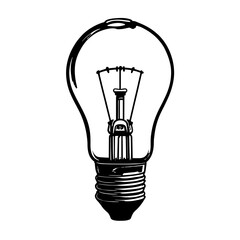 Obraz premium An illustration featuring a black light bulb silhouette set against a clean white background depicting a classic bulb shape with detailed filament lines.