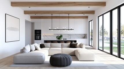 Modern living room design contemporary home interior decor open space bright atmosphere minimalist style