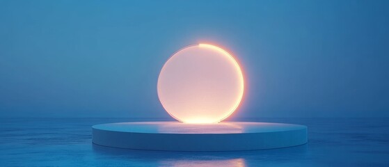 neon light 3d podium background room blue platform abstract cyber dark studio product scene floor pedestal laser led stand glow portal futuristic show empty winner display digital effect wall presenta