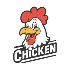Cheerful Rooster Mascot with Bold Typography for Fast Food Branding